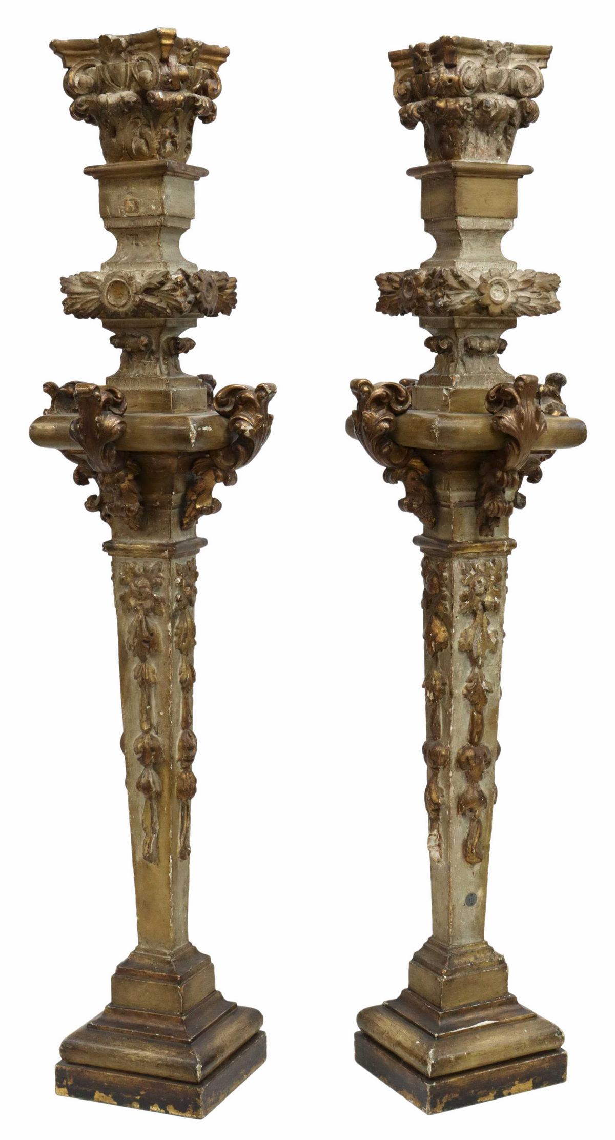 (2) FINE LARGE FRENCH GILTWOOD TORCHERES PEDESTALS (1 of 4)