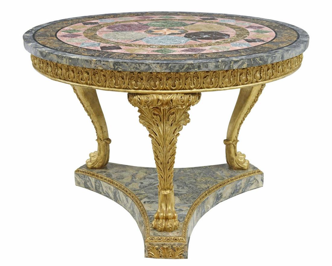 EMPIRE STYLE PIETRA DURA CENTER TABLE, 44"DIAM (1 of 3)