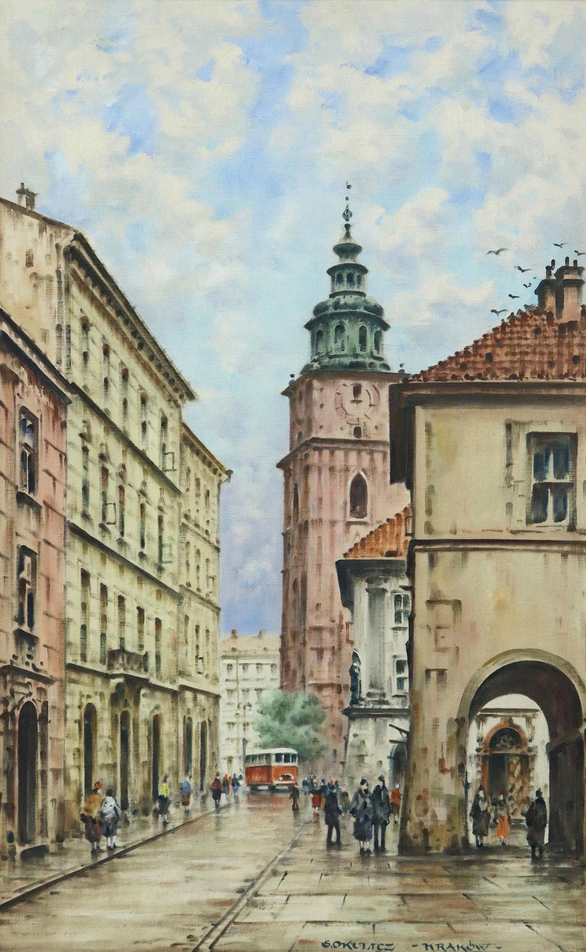 STANISLAW OKULICZ (B.1909) 'KRAKOW' OIL PAINTING (1 of 4)