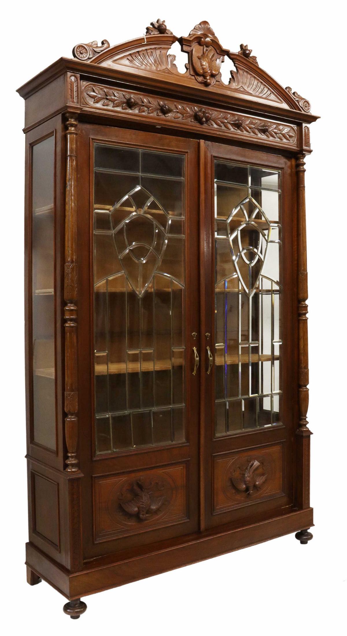 FRENCH HENRI II STYLE LEADED GLASS BOOKCASE (1 of 4)