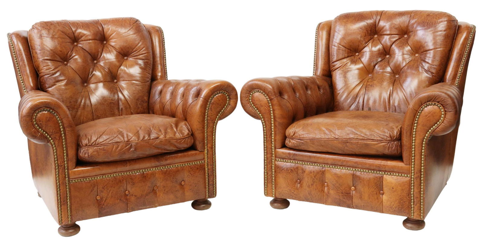 (2) ITALIAN TUFTED LEATHER ARMCHAIRS (1 of 3)