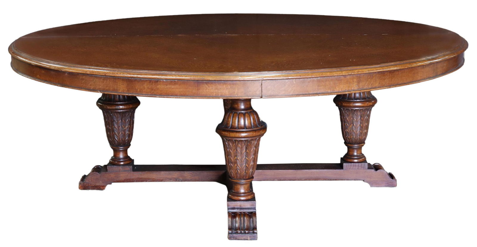 MONUMENTAL ROUND OAK DINING TABLE 87"DIAM (1 of 3)