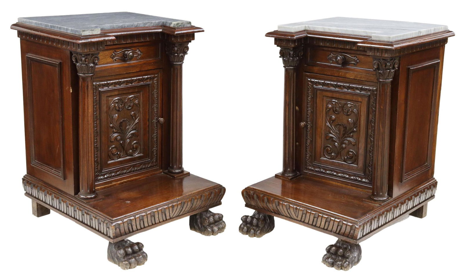 (2) RENAISSANCE REVIVAL MARBLE-TOP NIGHTSTANDS (1 of 6)