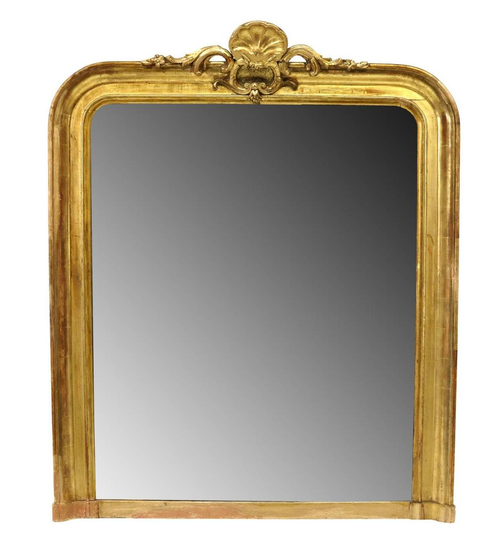 LARGE FRENCH CHARLES X GILTWOOD MIRROR, 53" X 44" (1 of 3)