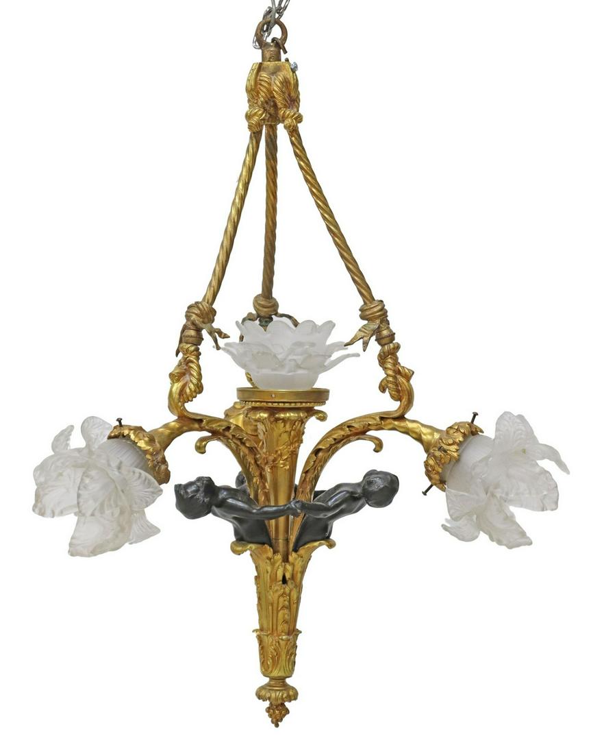 FRENCH BELLE EPOQUE GILT BRONZE 4-LIGHT CHANDELIER (1 of 4)