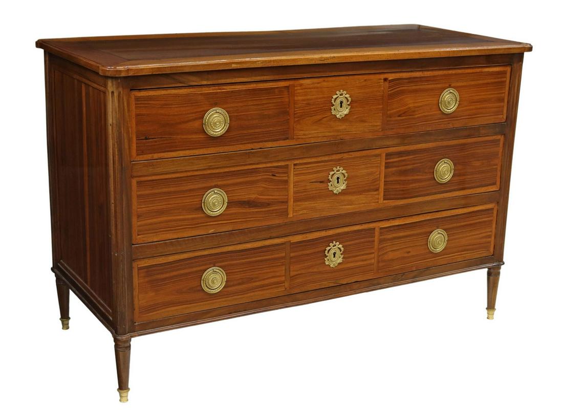 FRENCH LOUIS XVI ROSEWOOD THREE-DRAWER COMMODE (1 of 5)