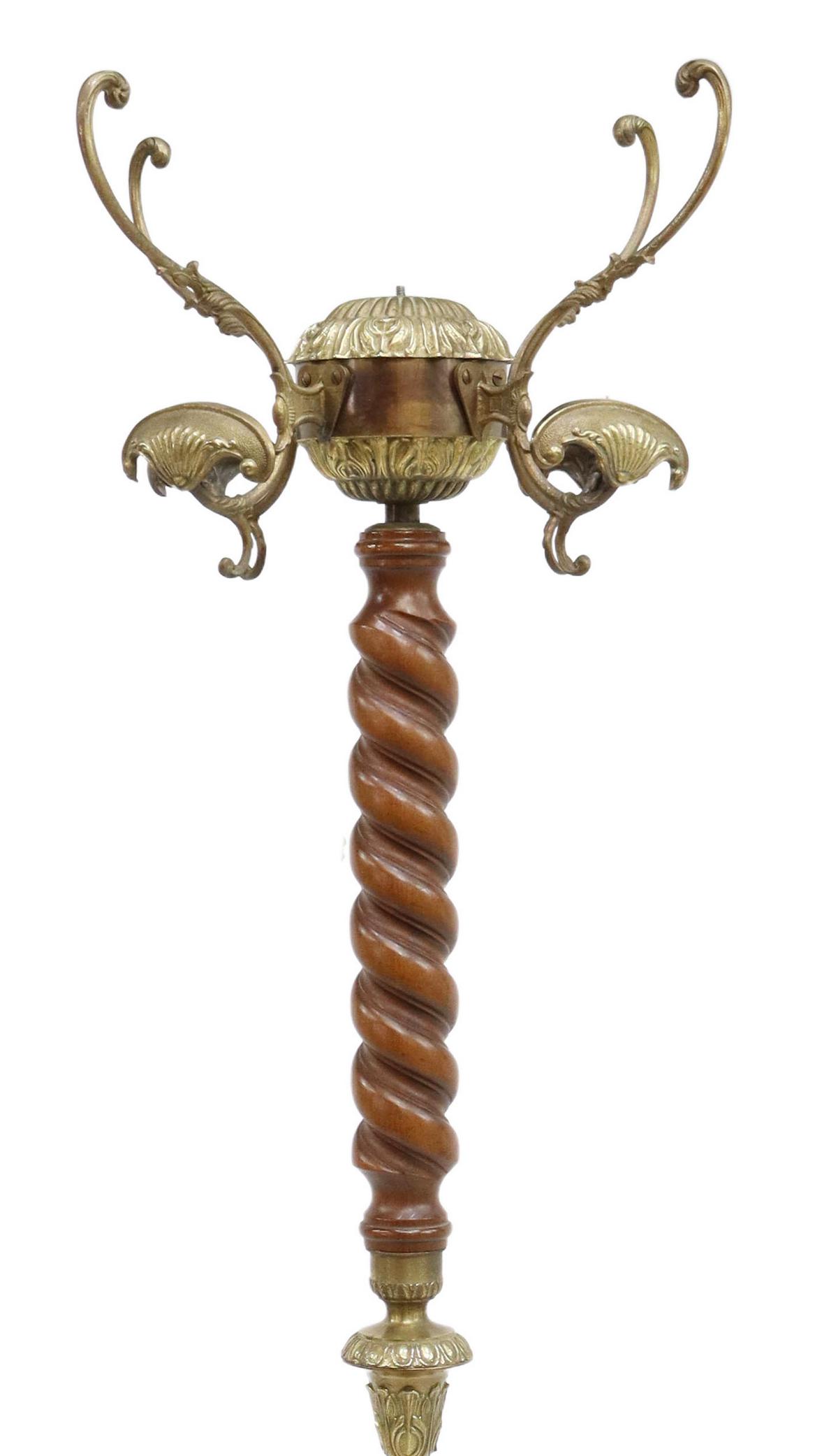ITALIAN GILT METAL & WALNUT STANDING HALL TREE (1 of 6)