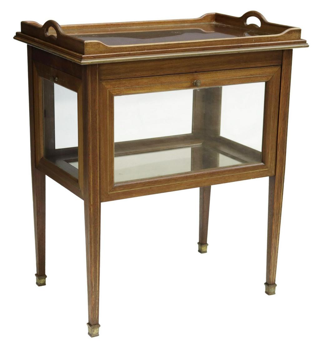FRENCH LOUIS XVI STYLE MAHOGANY VITRINE TABLE (1 of 5)