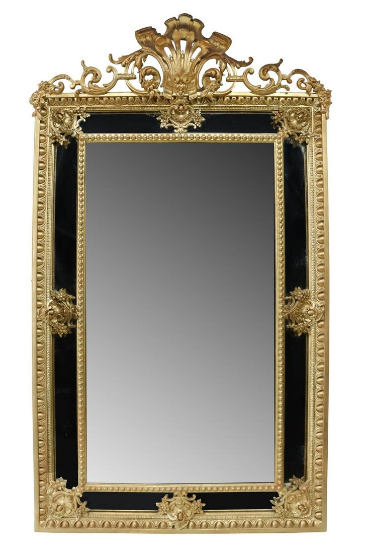 LARGE FRENCH LOUIS XV STYLE GILTWOOD MIRROR (1 of 3)
