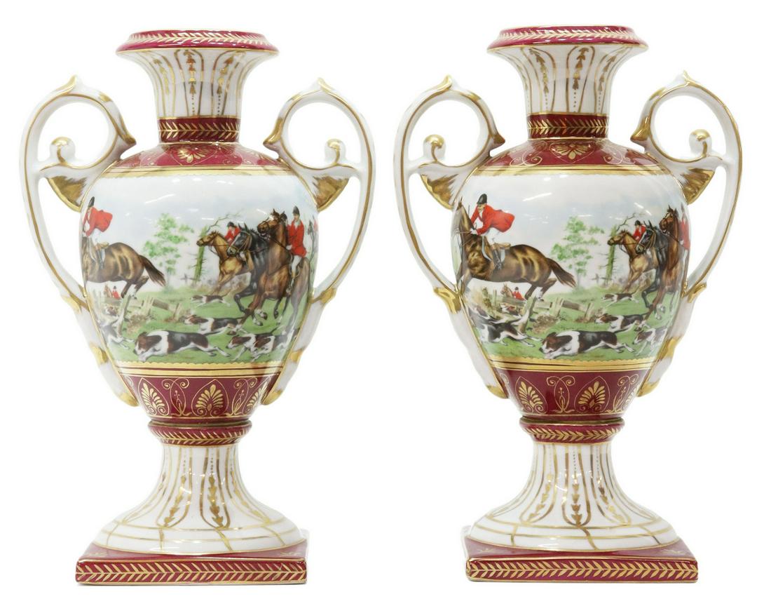 (2) ROYAL VIENNA STYLE PORCELAIN URN-FORM VASES (1 of 3)