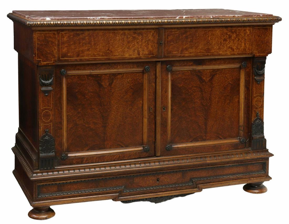 FRENCH CHARLES X MARBLE-TOP SECRETAIRE COMMODE (1 of 6)