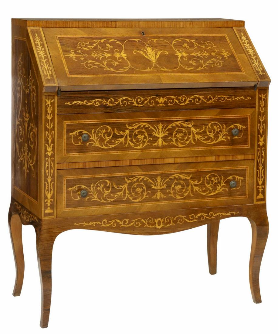 ITALIAN MARQUETRY SLANT-FRONT WRITING DESK (1 of 5)