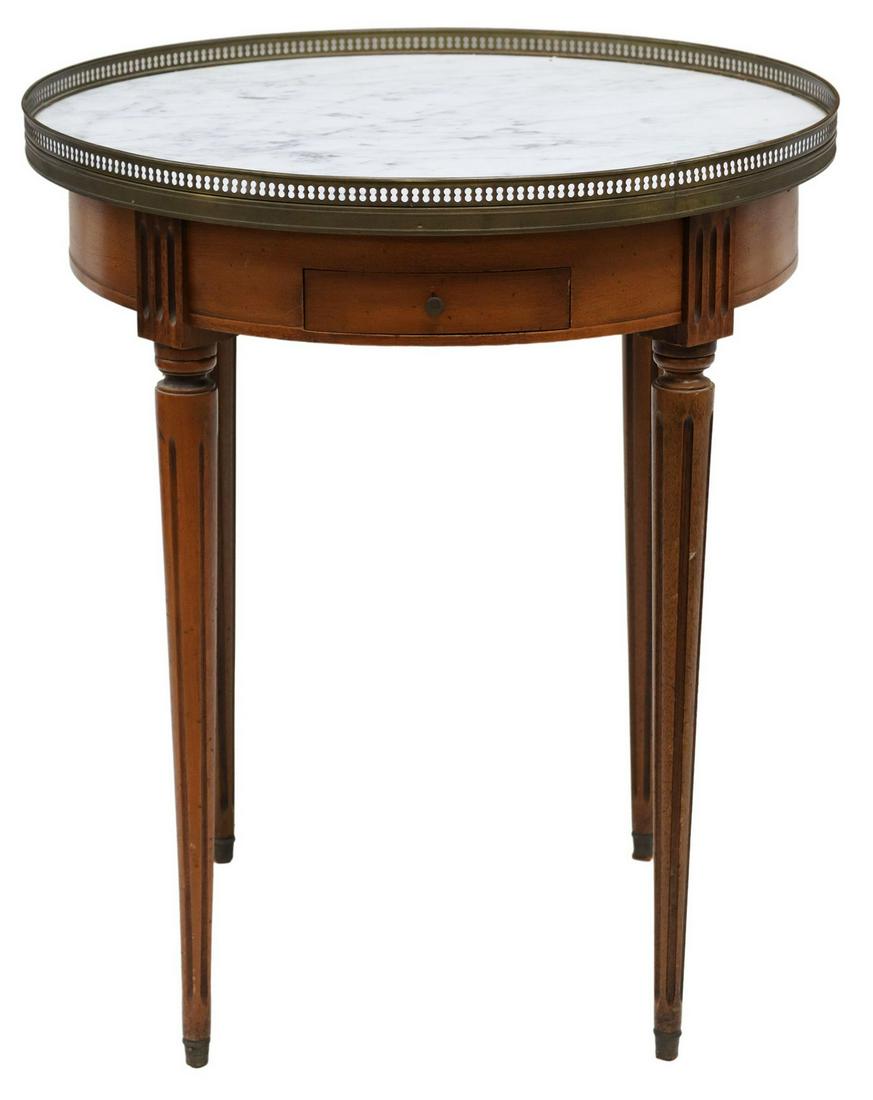 FRENCH LOUIS XVI STYLE MARBLE-TOP BOUILLOTTE TABLE (1 of 5)
