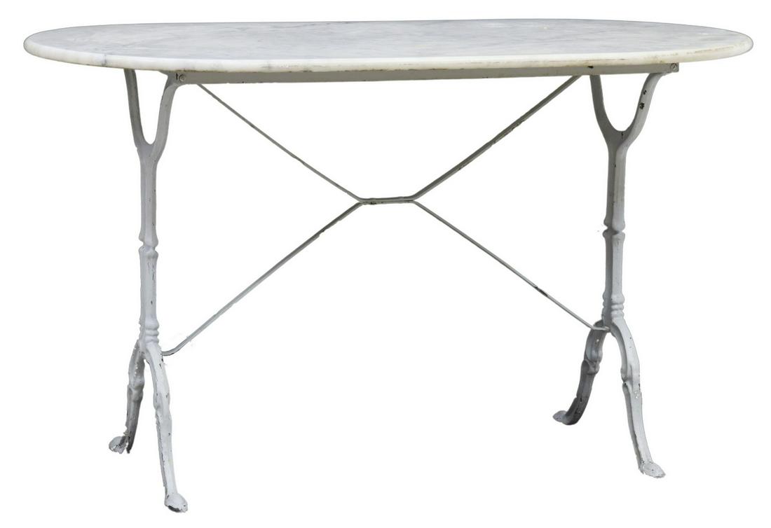 FRENCH PARISIAN MARBLE-TOP CAST IRON BISTRO TABLE (1 of 4)