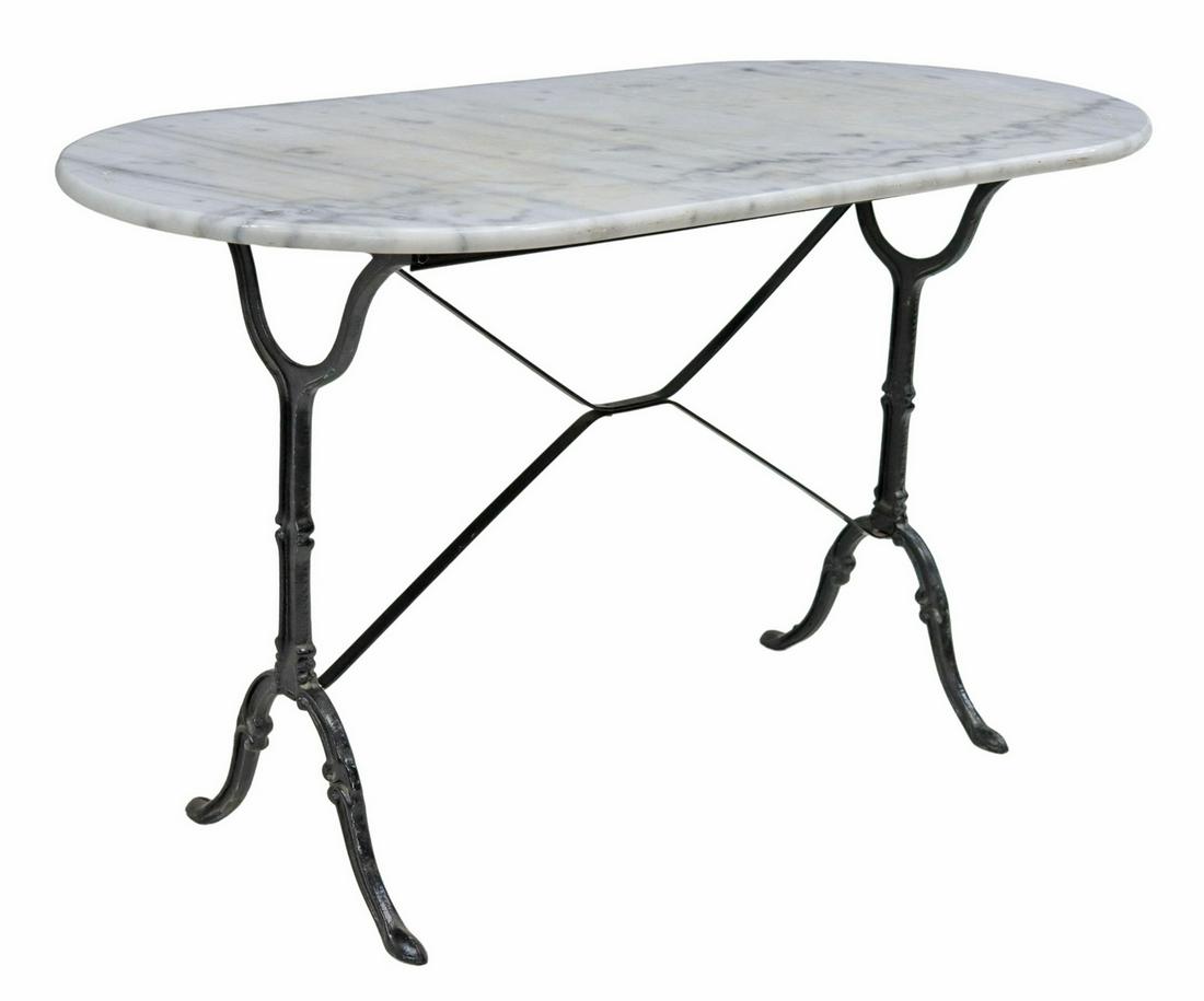 FRENCH PARISIAN MARBLE-TOP CAST IRON BISTRO TABLE (1 of 4)