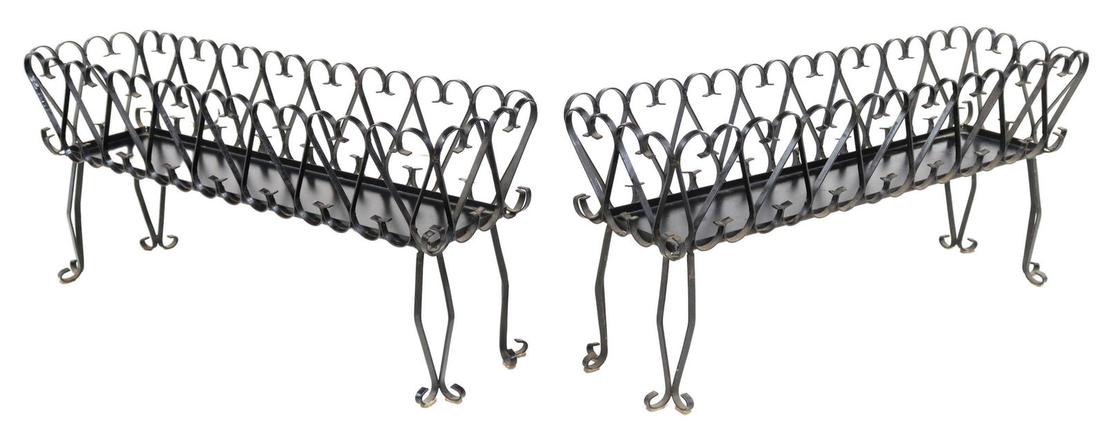 (2) ITALIAN WROUGHT IRON HEART MOTIF PLANTER BOXES (1 of 3)