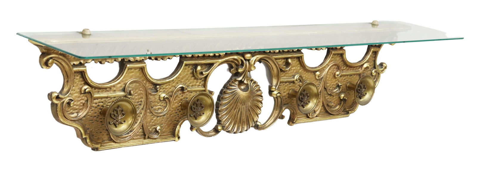 WALL-MOUNTED GLASS SHELF & COAT RACK (1 of 3)