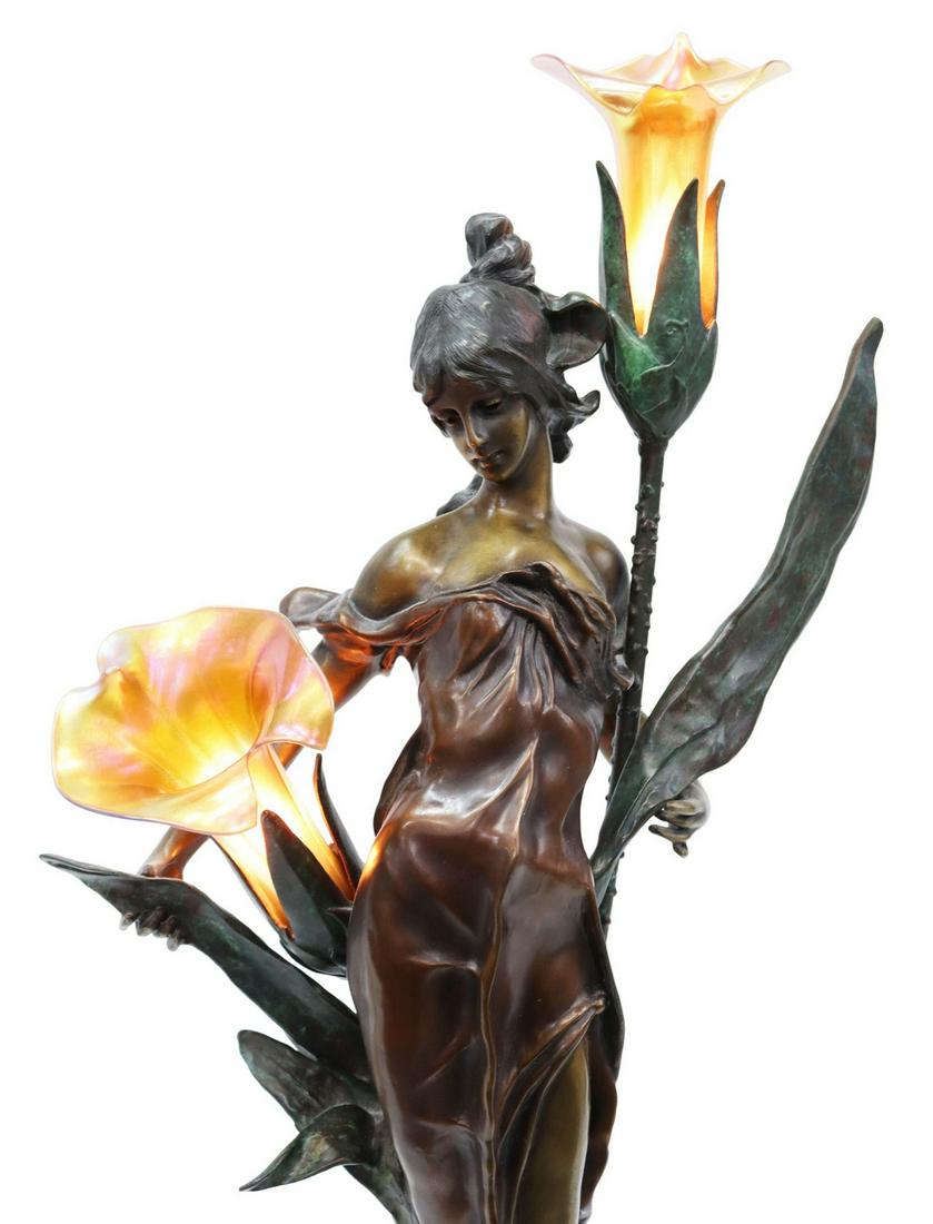 ART NOUVEAU STYLE FIGURAL 2-LT LAMP, 30"H (1 of 5)