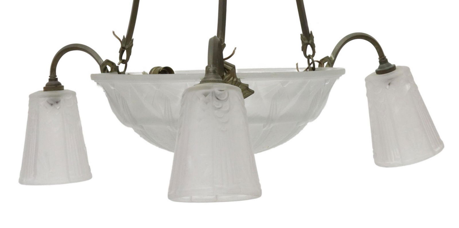 FRENCH ART DECO MULLER FRERES 4-LIGHT CHANDELIER (1 of 3)