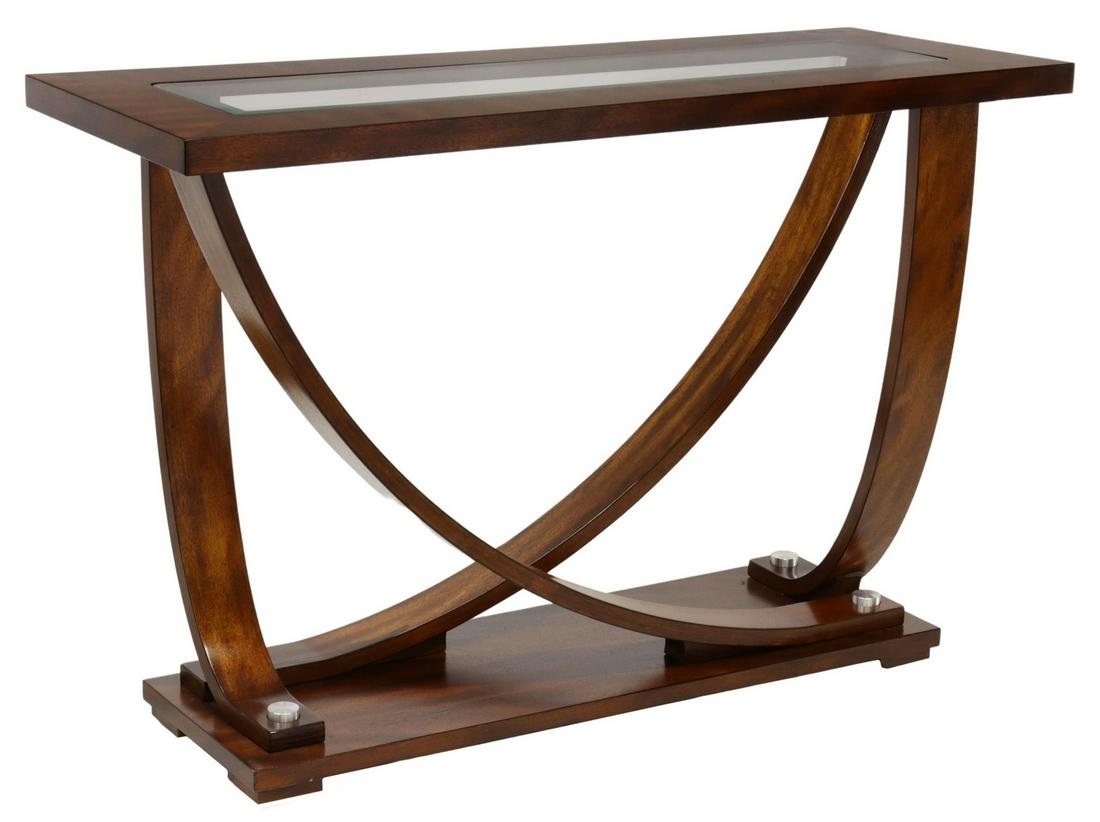 BEVELED GLASS TOP MAHOGANY CONSOLE TABLE (1 of 4)
