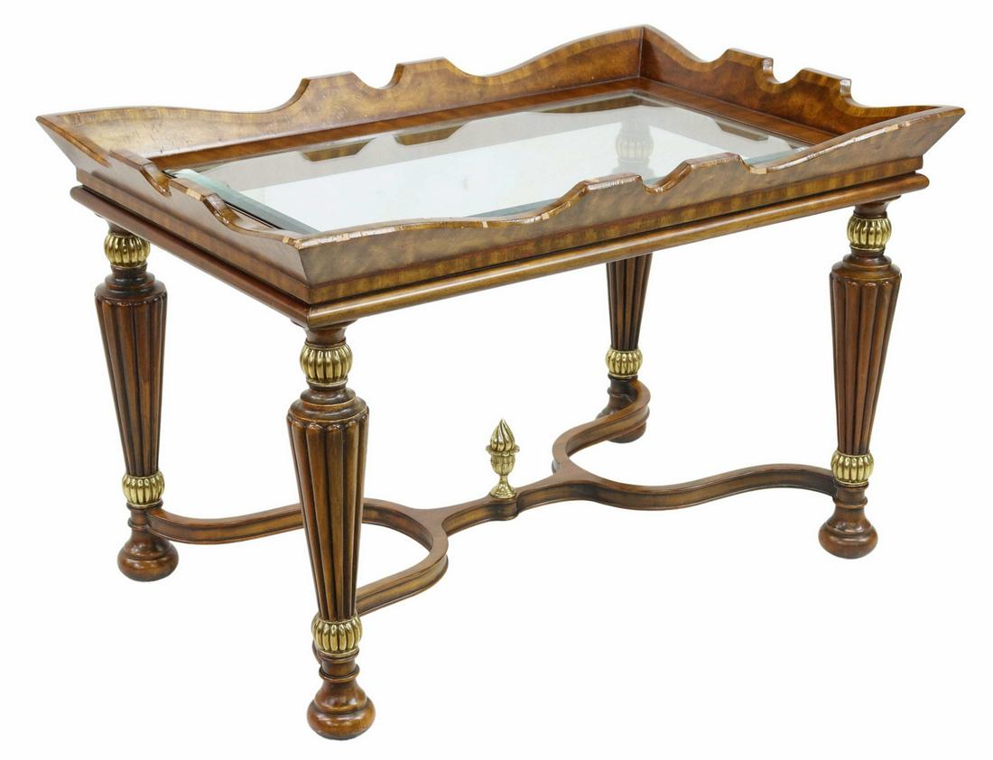 BEVELED GLASS-TOP COFFEE OR END TABLE (1 of 4)