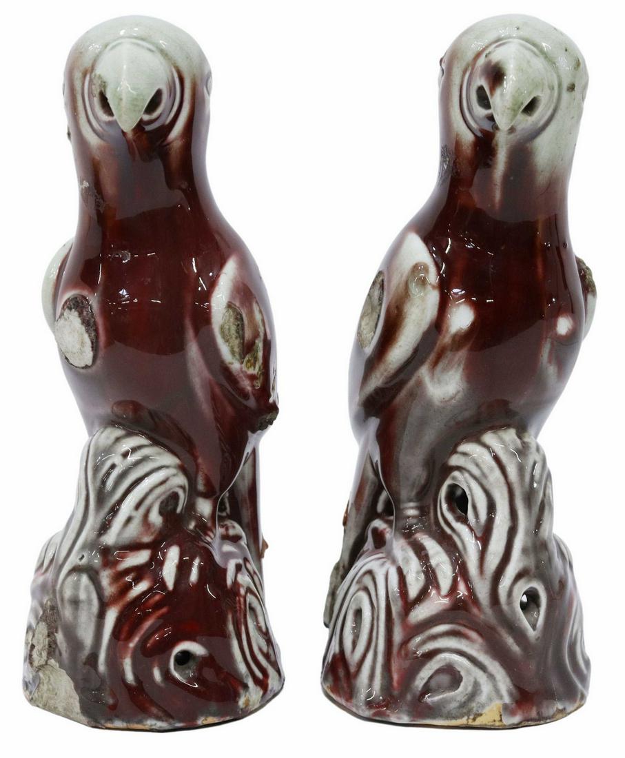 (2) CHINESE CERAMIC PARROT INCENSE HOLDERS (1 of 3)