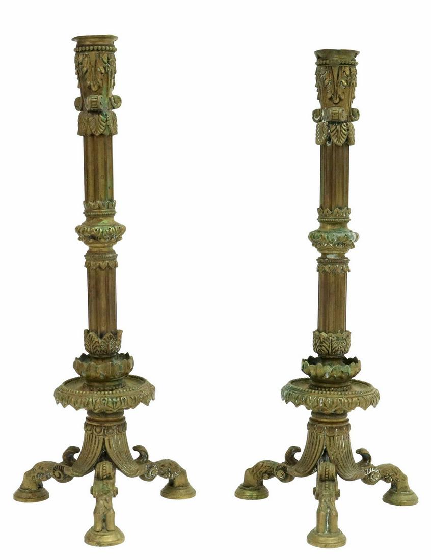 (2) NEOCLASSICAL STYLE BRASS CANDLESTICKS (1 of 3)
