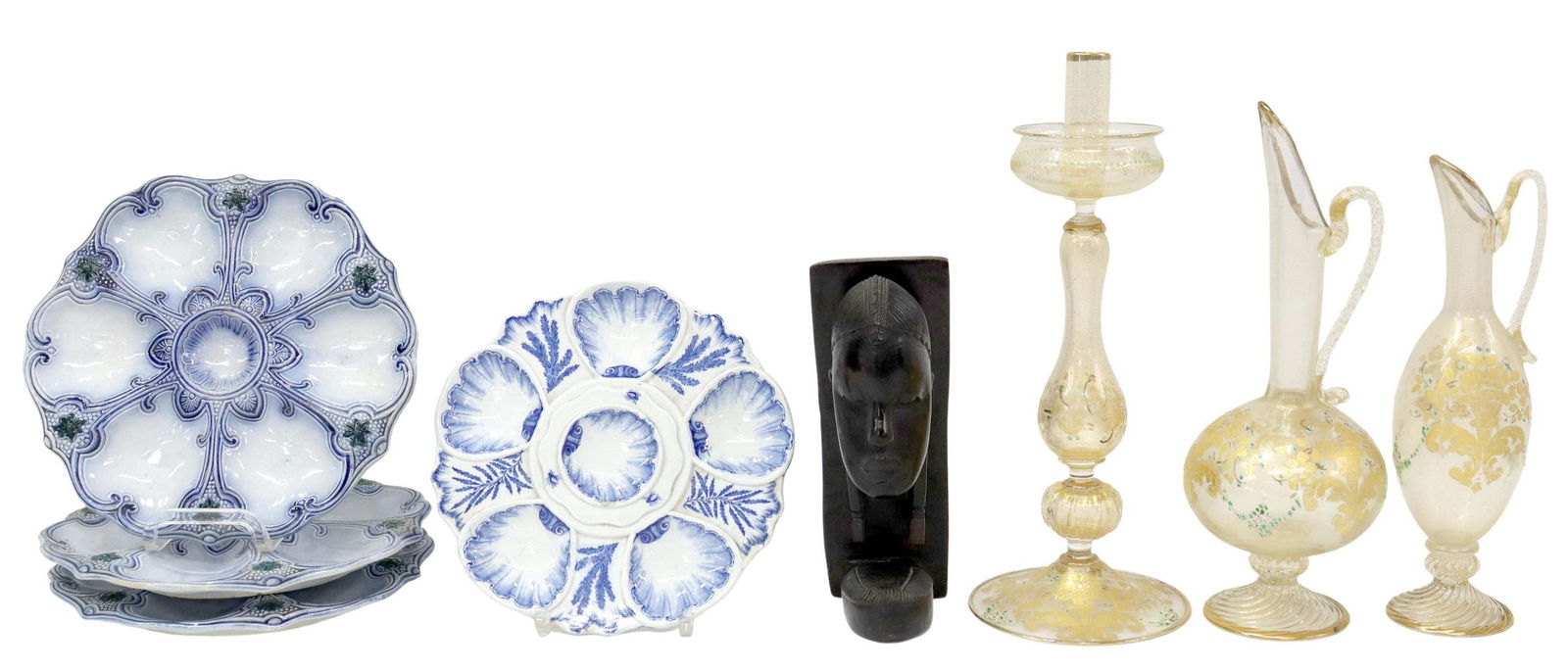 (8) FRENCH OYSTER PLATES & MURANO GLASS GARNITURES (1 of 8)