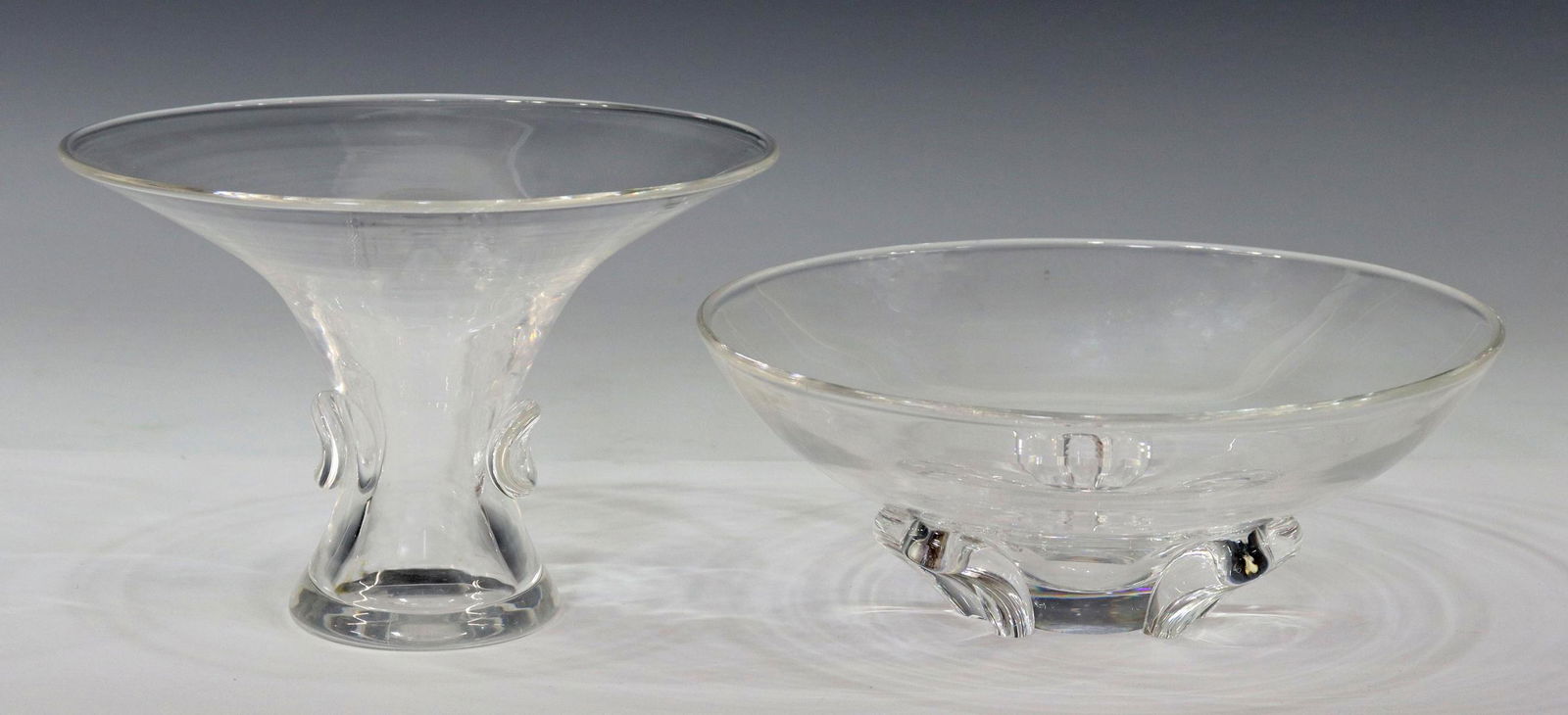 (2) STEUBEN COLORLESS ART GLASS VASE & BOWL (1 of 3)