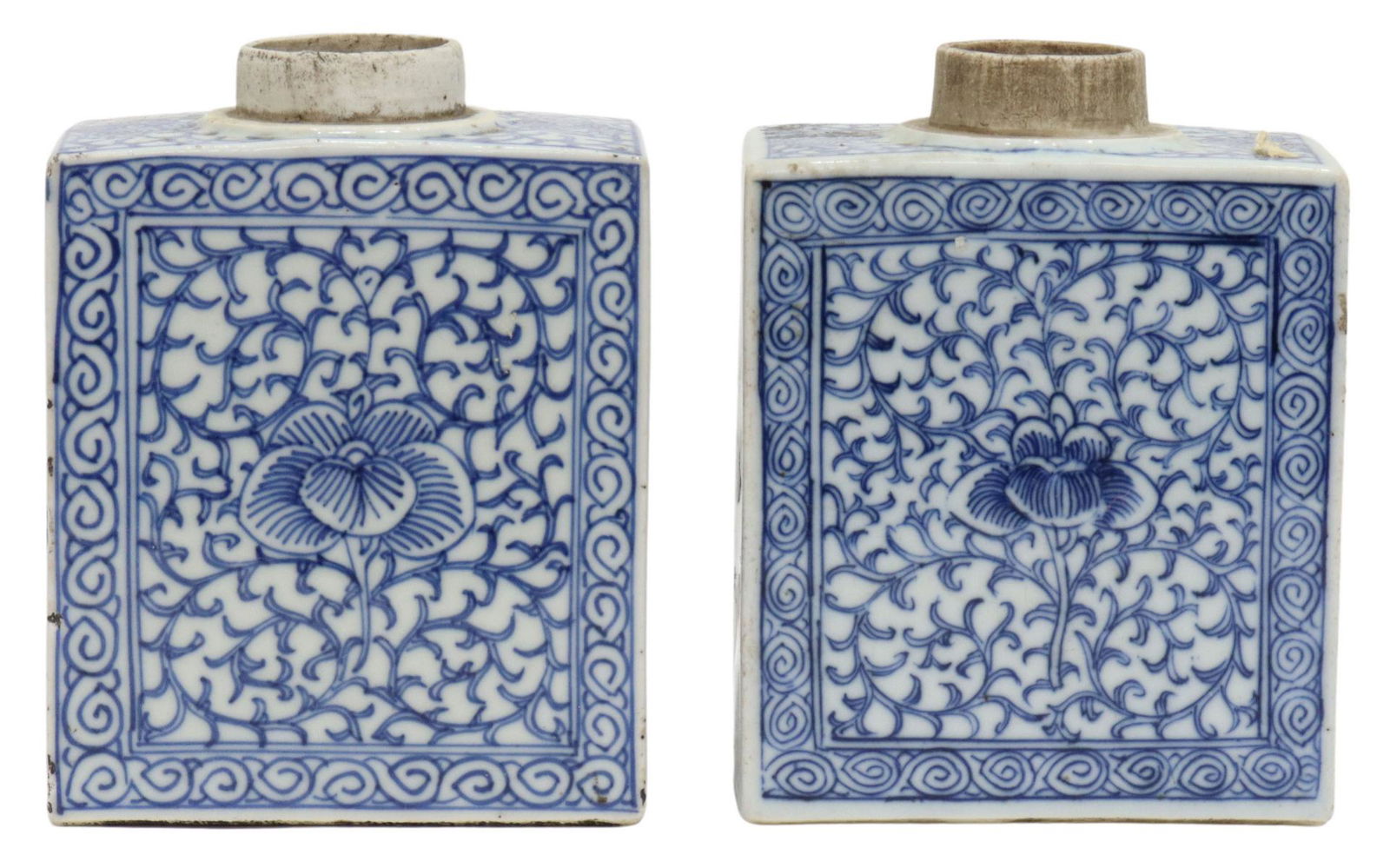 (2) CHINESE BLUE & WHITE PORCELAIN TEA CANISTERS (1 of 4)