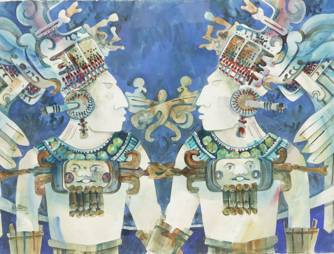 M. DOUGLAS WALTON MAYA WARRIOR TWINS WATERCOLOR (1 of 5)