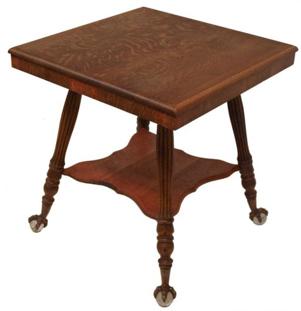 AMERICAN TIGER OAK GLASS BALL & CLAW PARLOR TABLE
