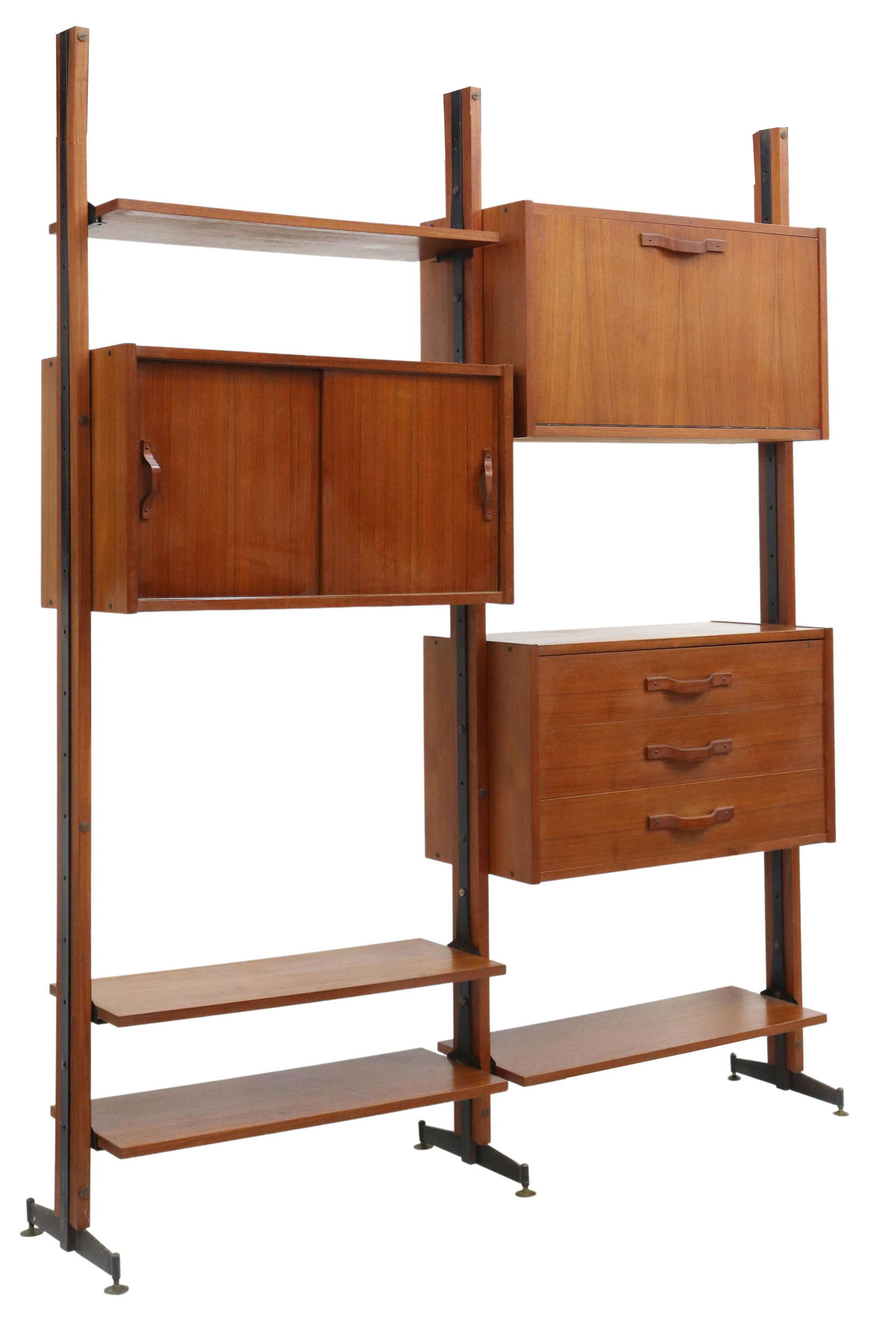 ITALIAN MID-CENTURY MODERN TEAK MODULAR WALL UNIT (1 of 3)
