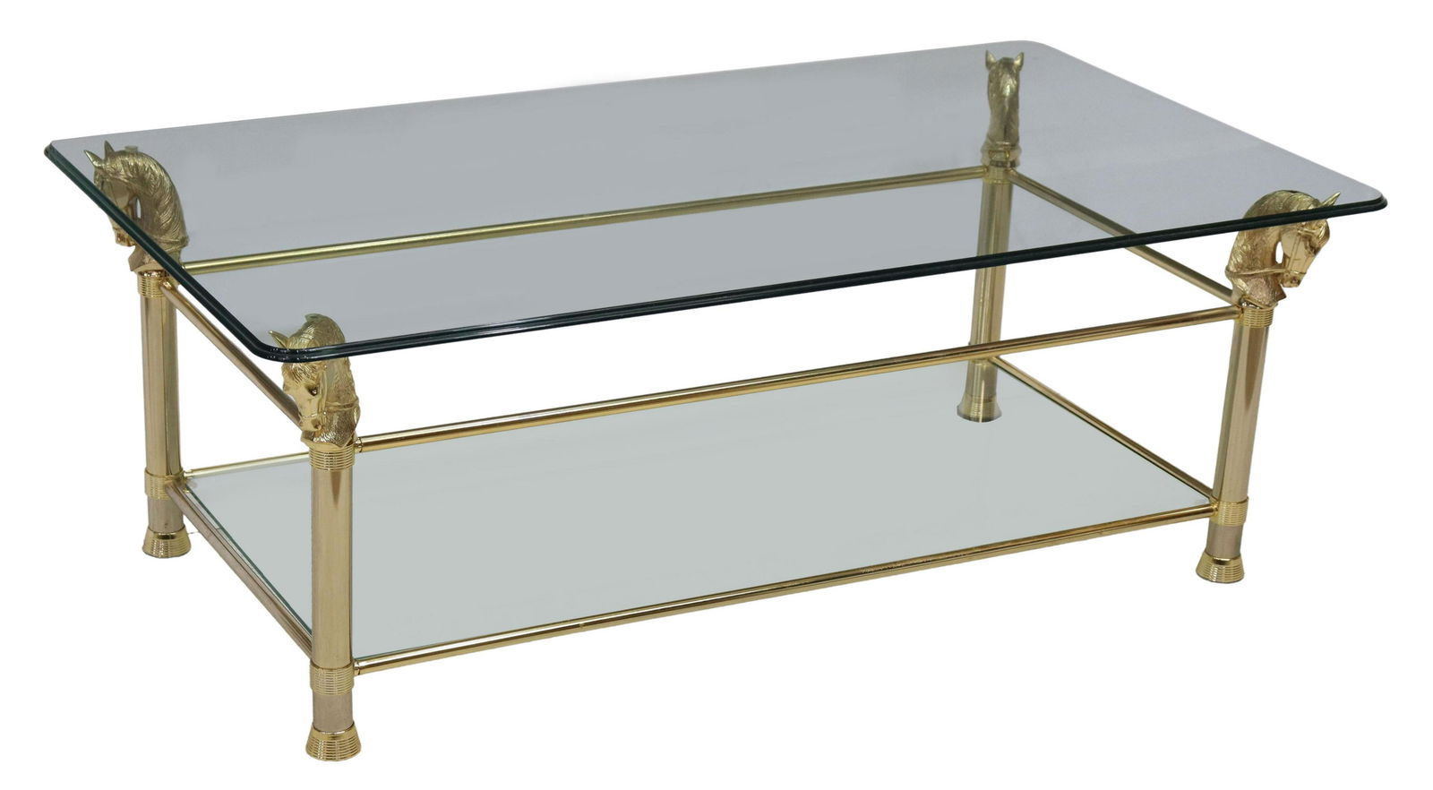 FRENCH MODERN GLASS-TOP HORSE HEAD COFFEE TABLE (1 of 4)