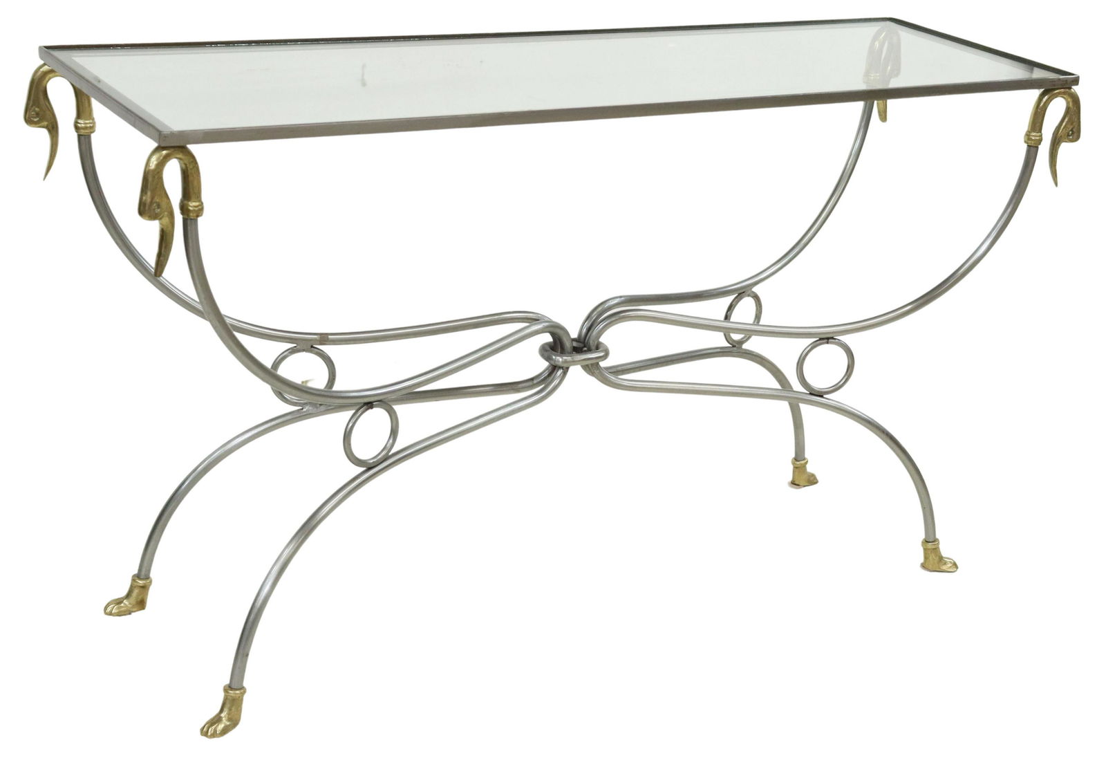 MAISON JANSEN STYLE GLASS-TOP SWAN CONSOLE TABLE (1 of 5)