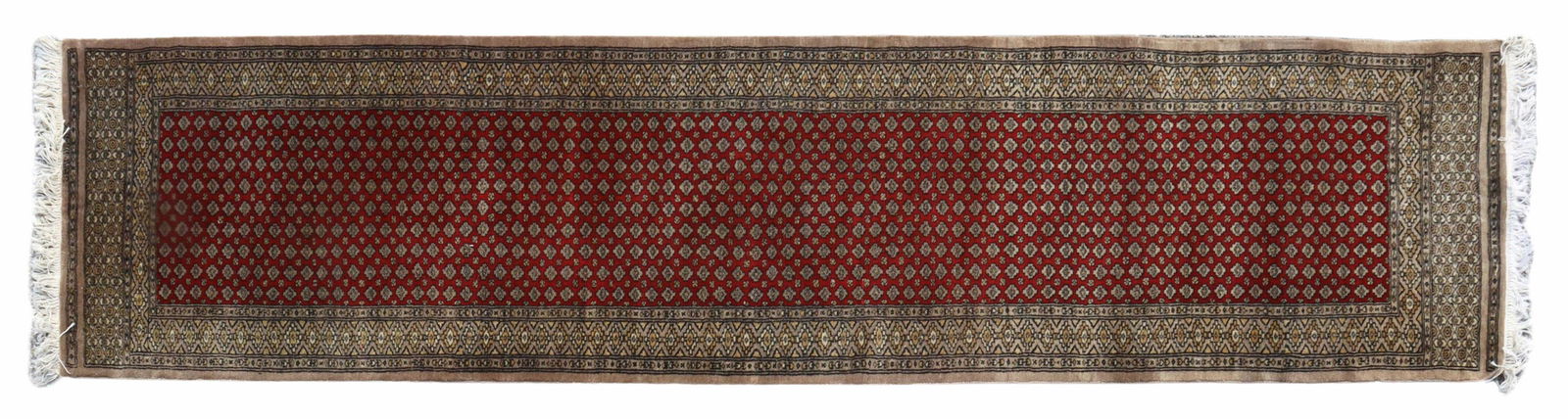 HAND-TIED PAKISTANI BOKHARA RUNNER, 11'.5" X 2'6.5 (1 of 3)