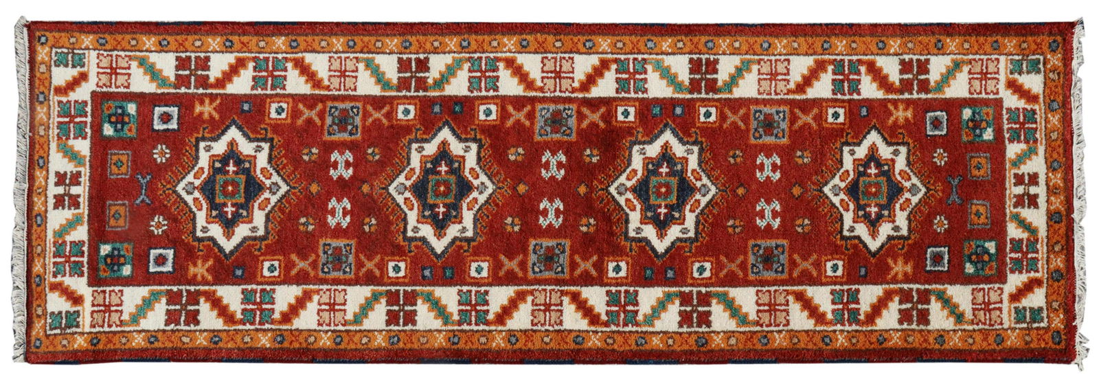 HAND-TIED PERSIAN KAZAK RUNNER, 8'2" X 2'7.5" (1 of 3)