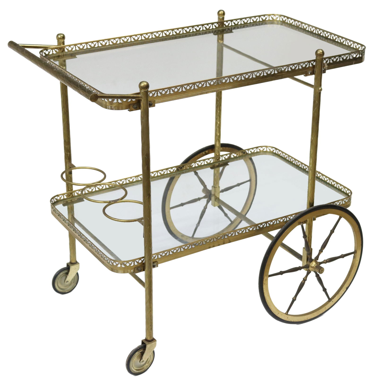 ITALIAN TWO-TIER BRASS & GLASS SERVICE BAR CART (1 of 4)