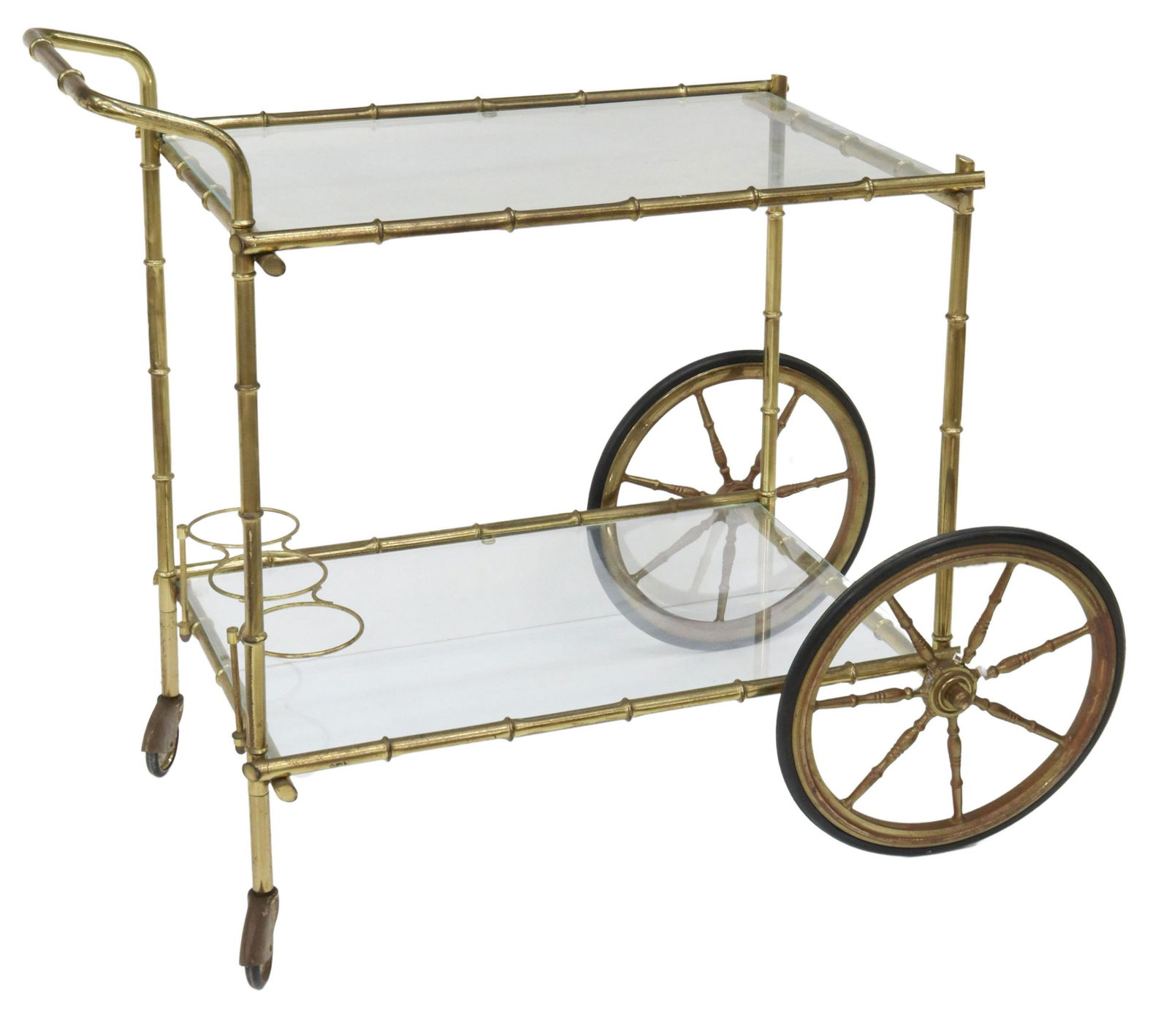 FRENCH BRASS FAUX BAMBOO SERVICE BAR CART (1 of 4)