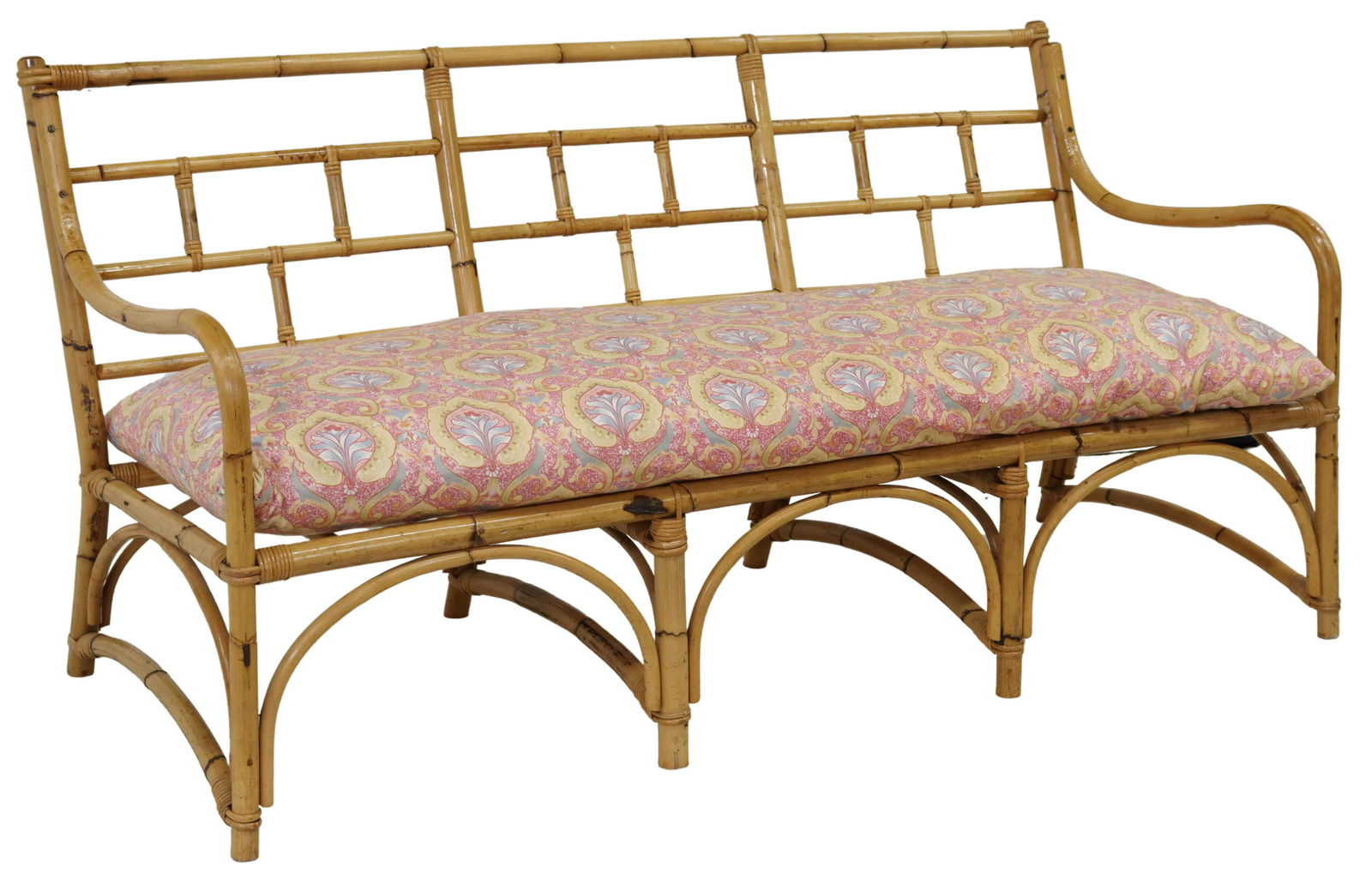 VINTAGE BAMBOO & RATTAN THREE-SEAT SOFA (1 of 3)