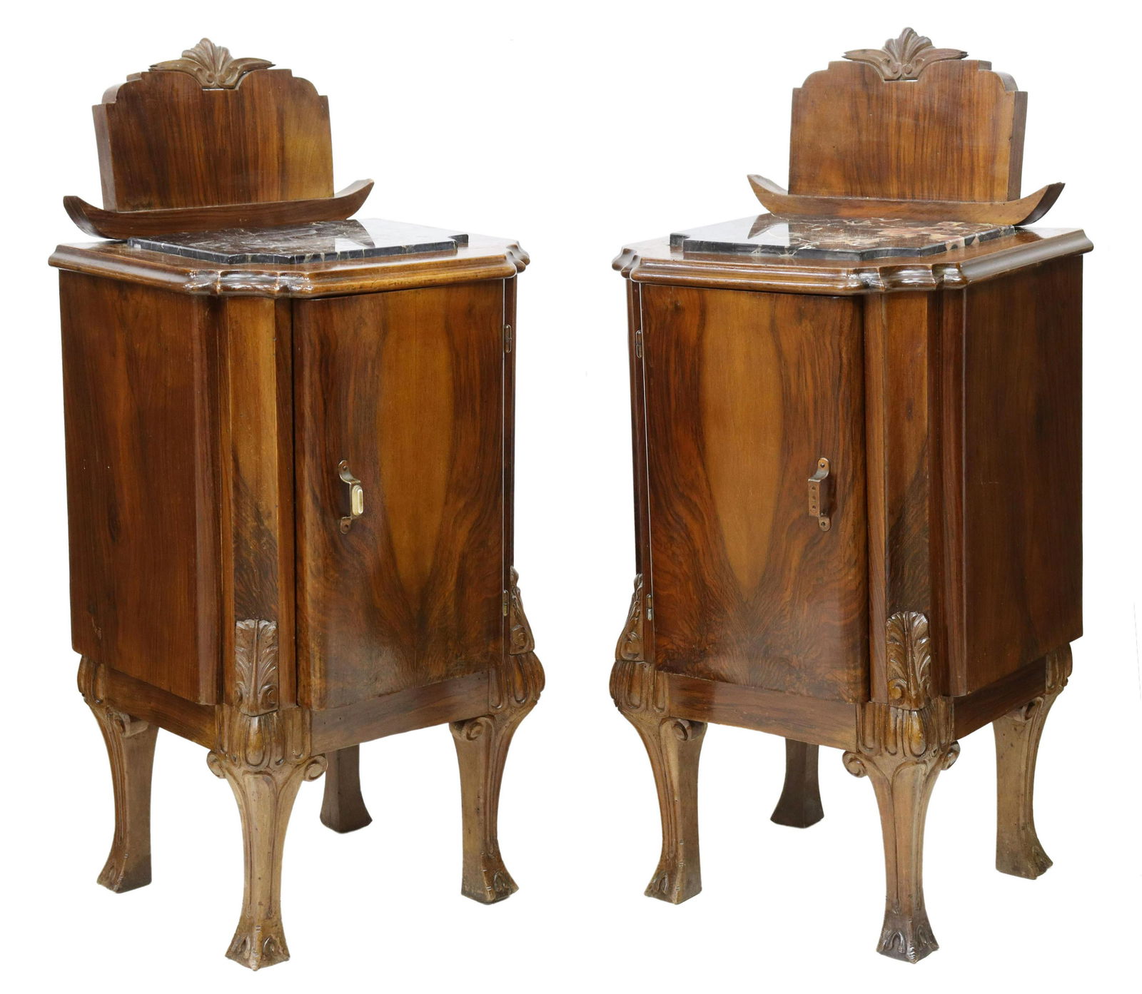 (2) ITALIAN ART DECO WALNUT BEDSIDE CABINETS (1 of 5)