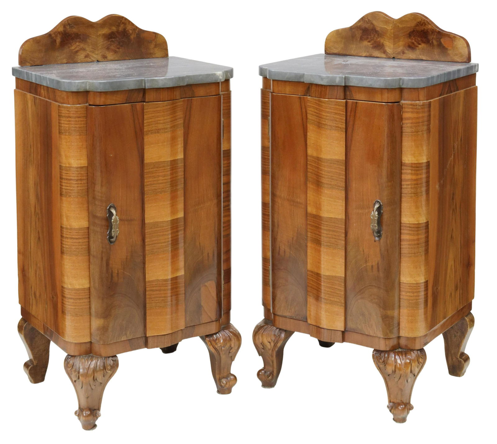 (2) ITALIAN ART DECO WALNUT BEDSIDE CABINETS (1 of 5)