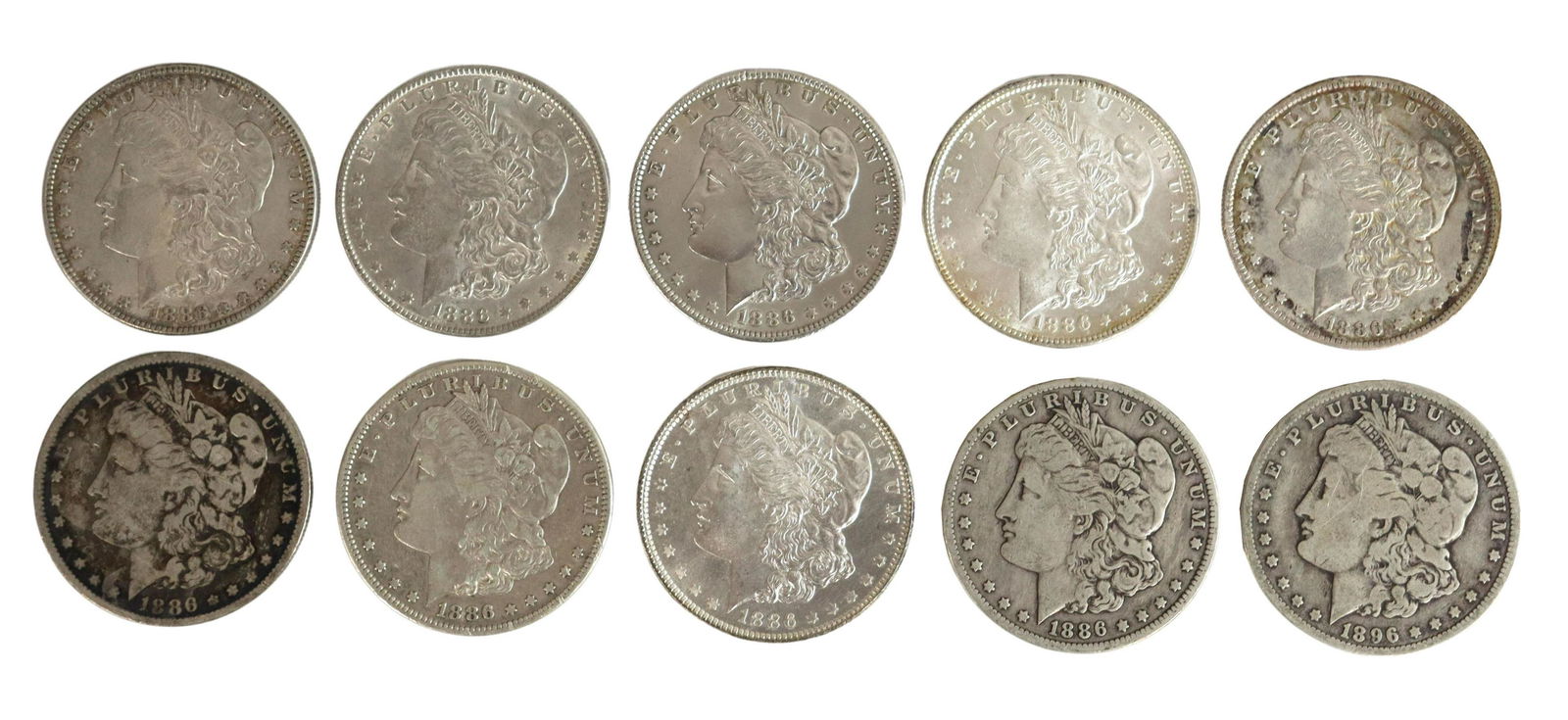 (10) U.S. MORGAN SILVER DOLLARS, 1886 (1 of 2)