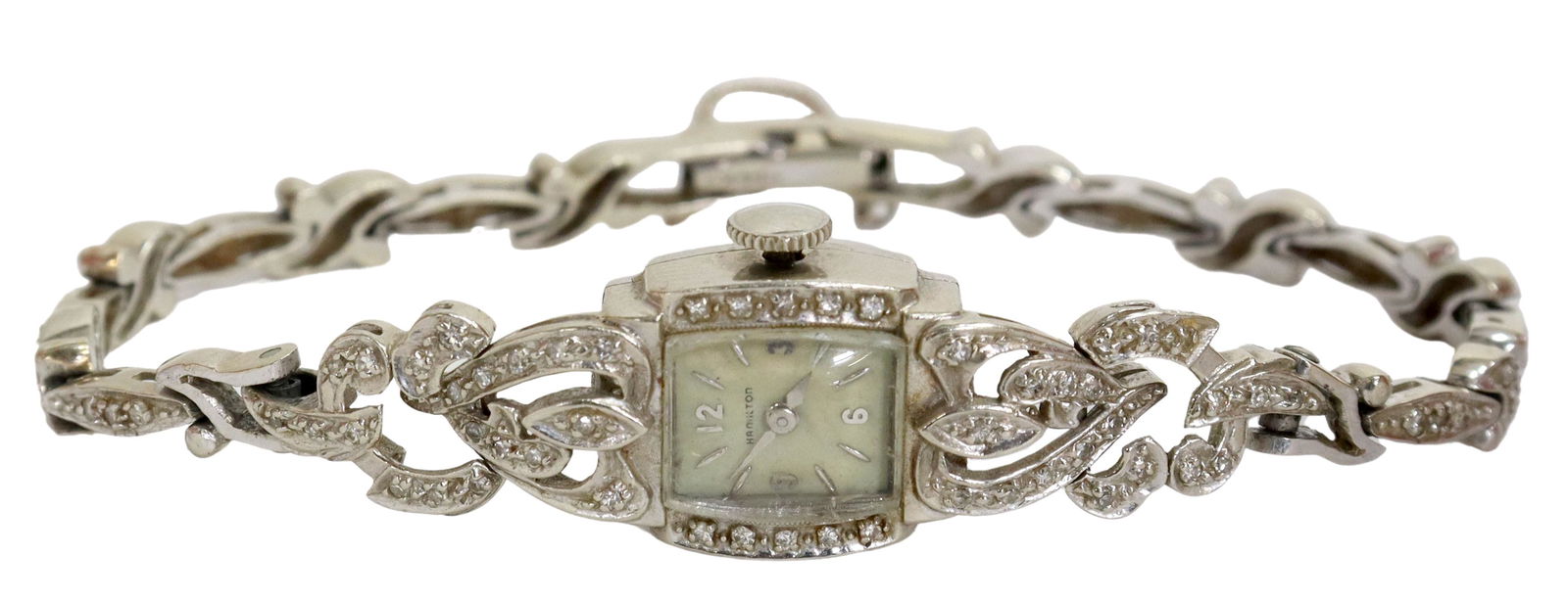 ART DECO HAMILTON 14KT WG & DIAMOND WRISTWATCH (1 of 7)
