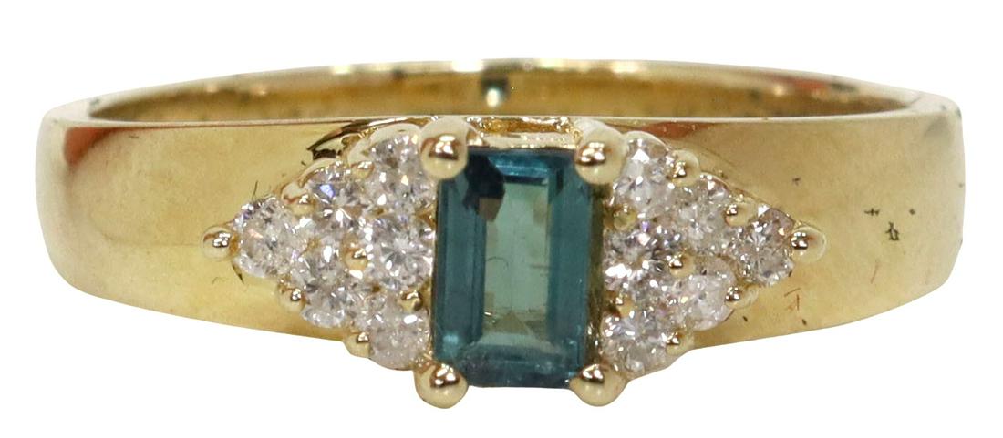 ESTATE 14KT GOLD, ALEXANDRITE & DIAMOND RING (1 of 5)