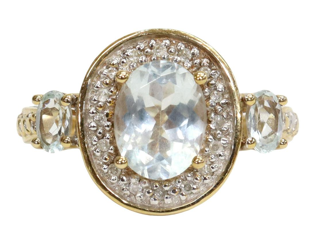 ESTATE 14KT GOLD, DIAMOND & AQUAMARINE RING (1 of 5)
