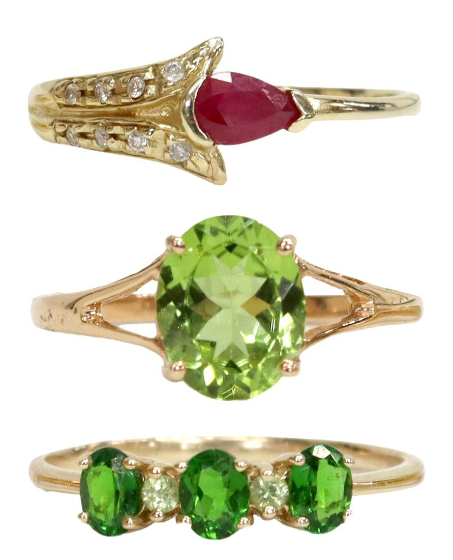 (3) ESTATE 10KT & 14KT GOLD & GEMSTONE RING GROUP (1 of 5)