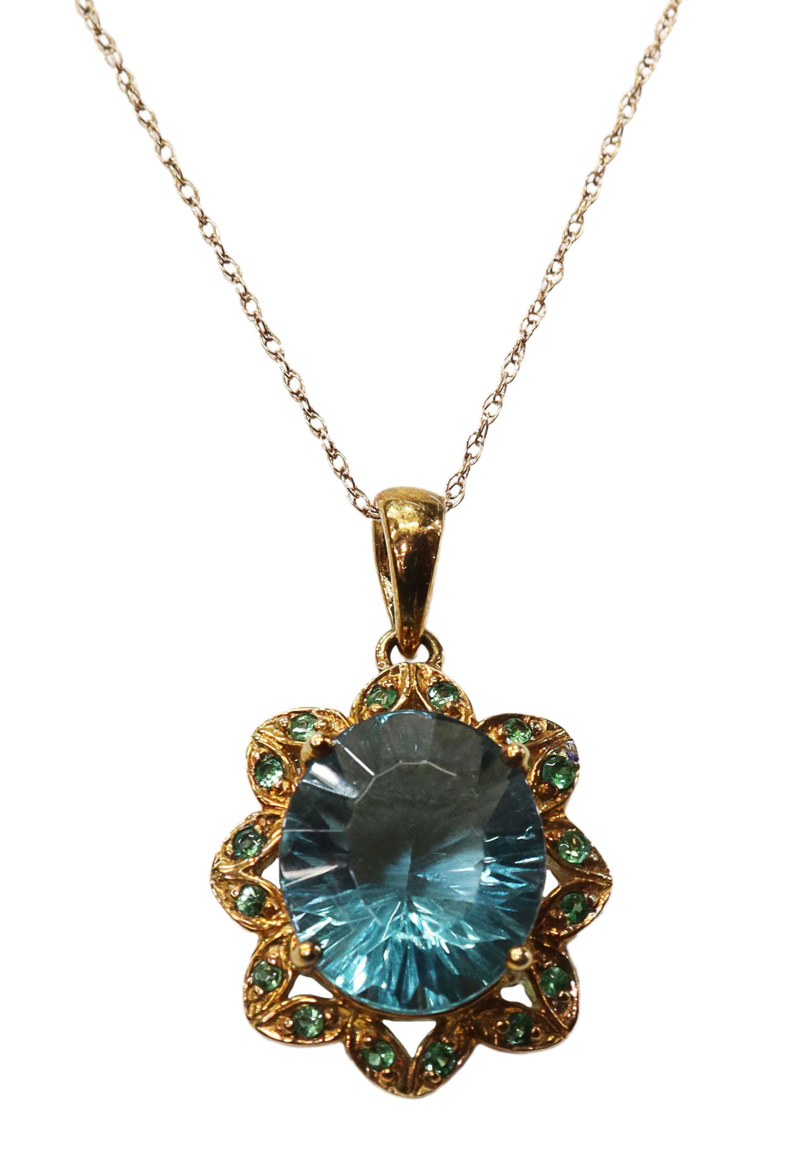 ESTATE 10KT GOLD & GEMSTONE PENDANT NECKLACE (1 of 5)