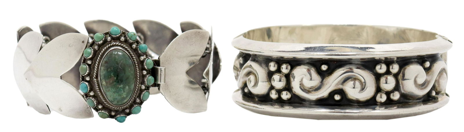 (2) MEXICO STERLING SILVER & TURQUOISE BRACELETS (1 of 7)