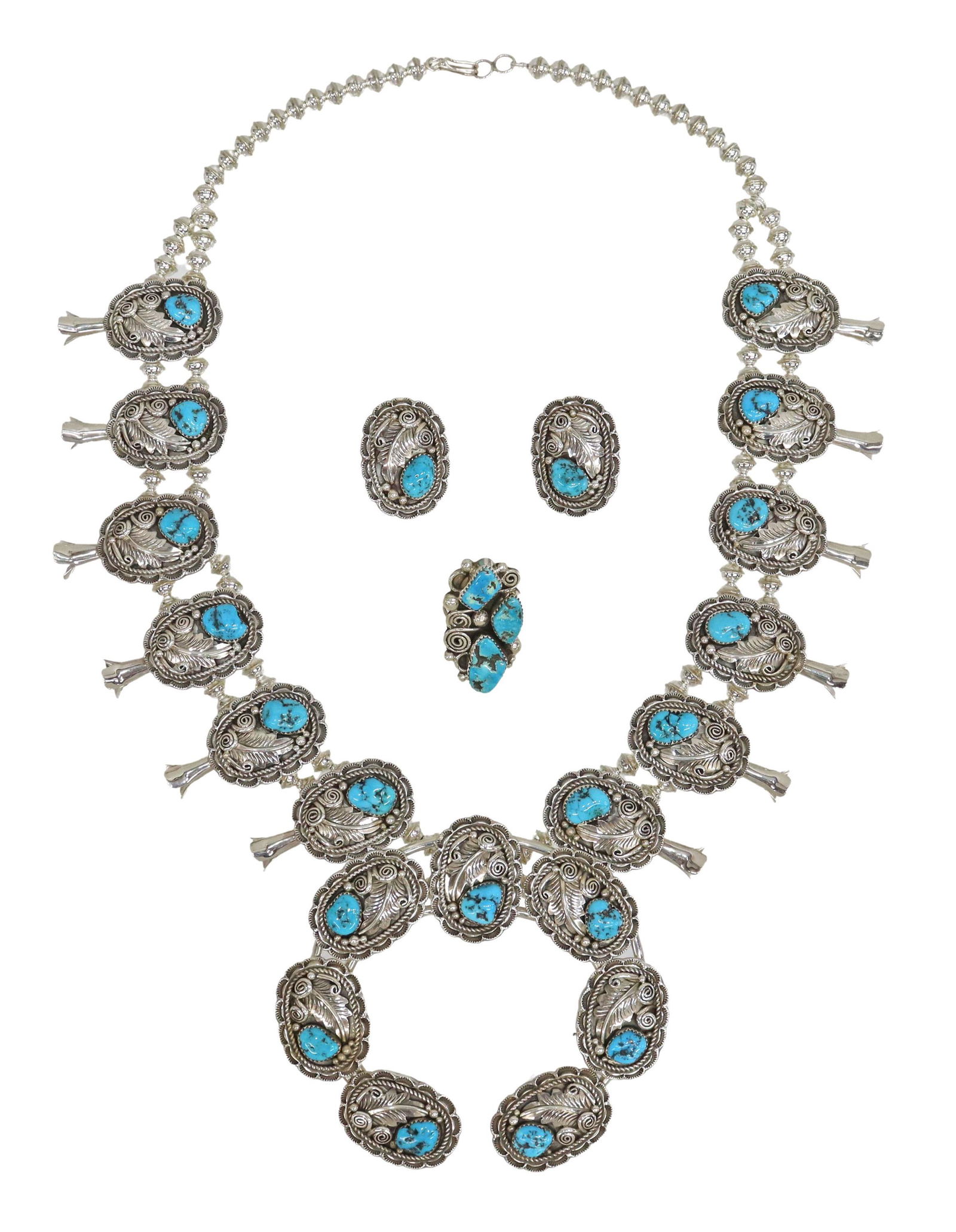 (3) NAVAJO STERLING & TURQUOISE JEWELRY SUITE (1 of 8)